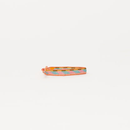 Woven Pattern Bracelet - Coral Multi