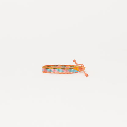 Woven Pattern Bracelet - Coral Multi
