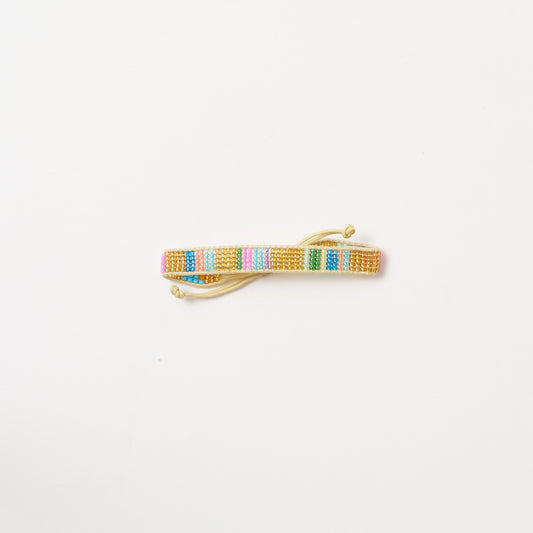 Woven Pattern Bracelet - Gold Stripe Electric Multi