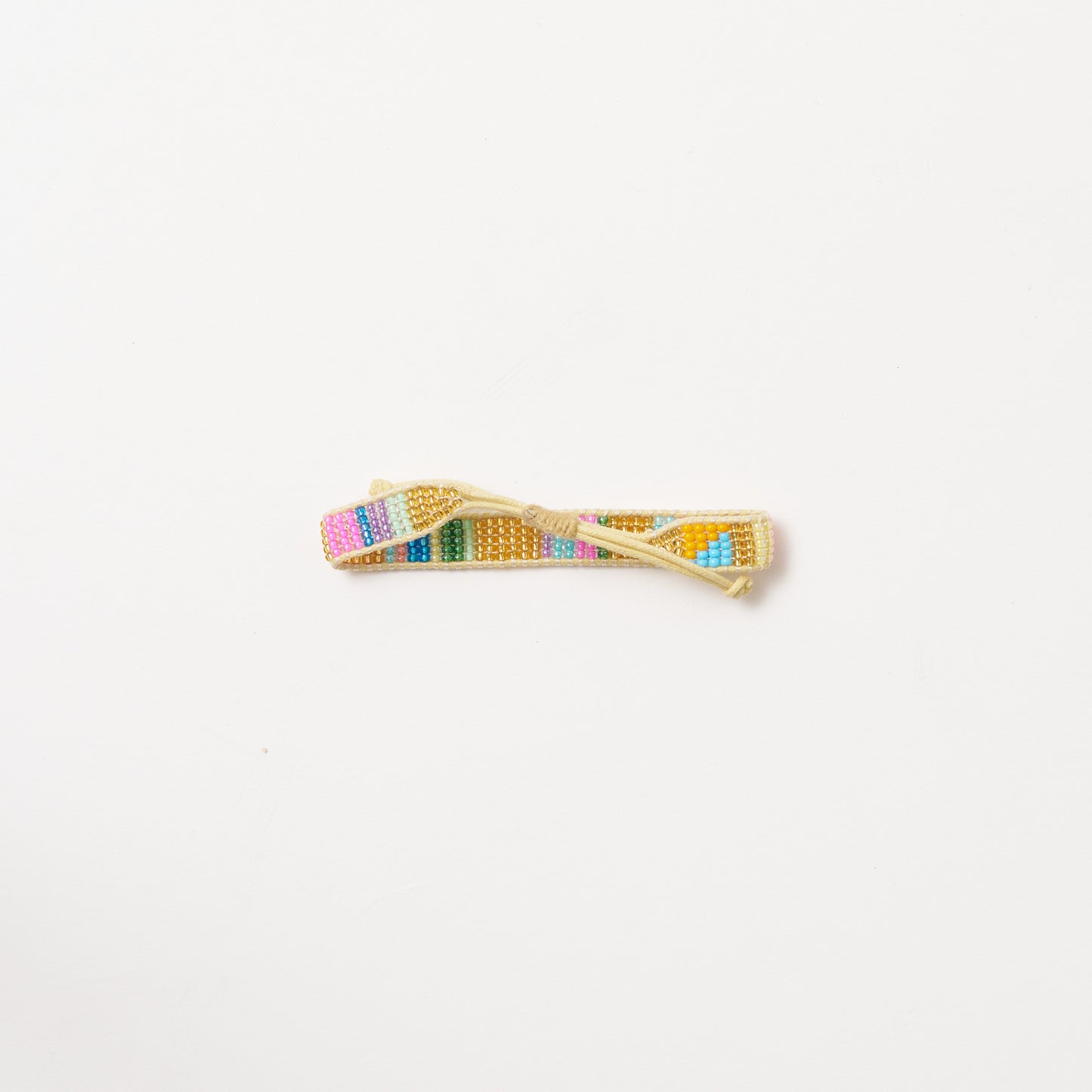Woven Pattern Bracelet - Gold Stripe Electric Multi