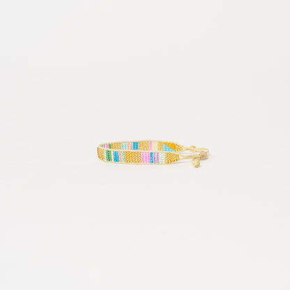 Woven Pattern Bracelet - Gold Stripe Electric Multi