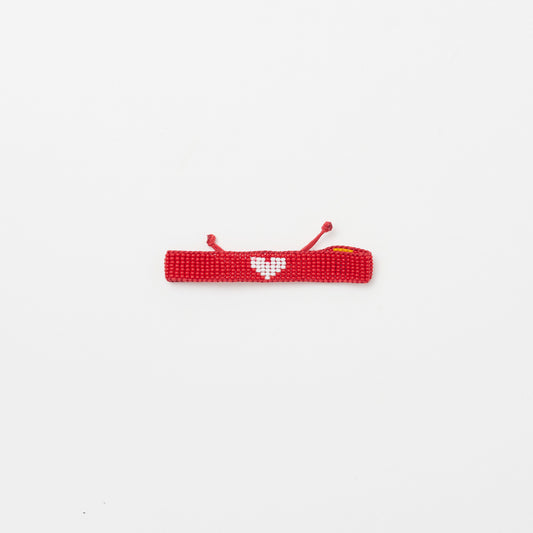 Woven Heart Bracelet - Red/White
