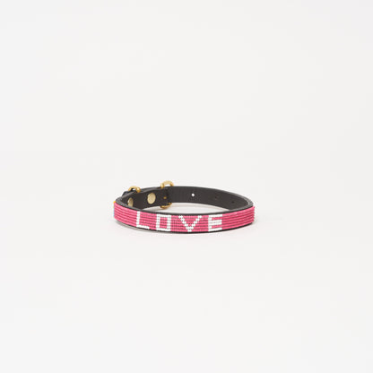LOVE Dog Collar - Summer Pink/White