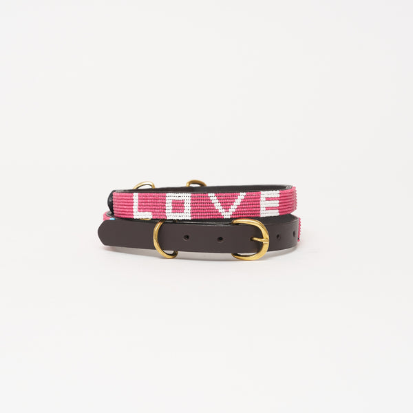 LOVE Dog Collar - Summer Pink/White