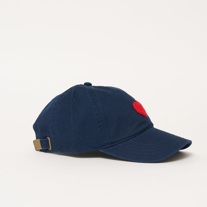 Beaded Hat - Navy Blue with Red Heart