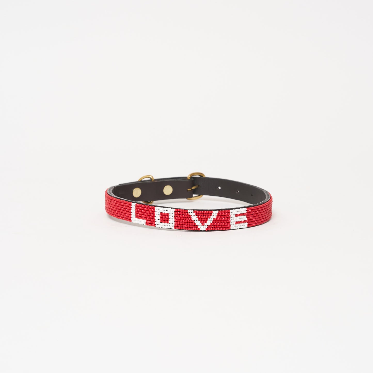 LOVE Dog Collar - Red/White