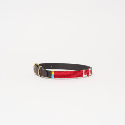 LOVE Dog Collar - Red/White