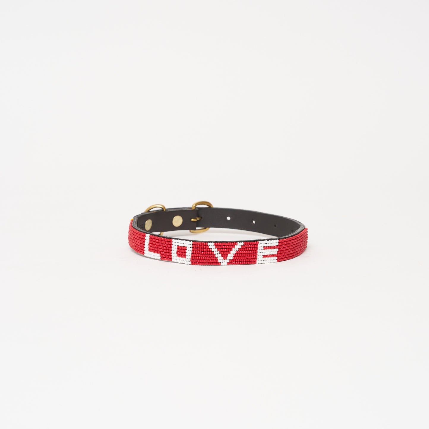 LOVE Dog Collar - Red/White