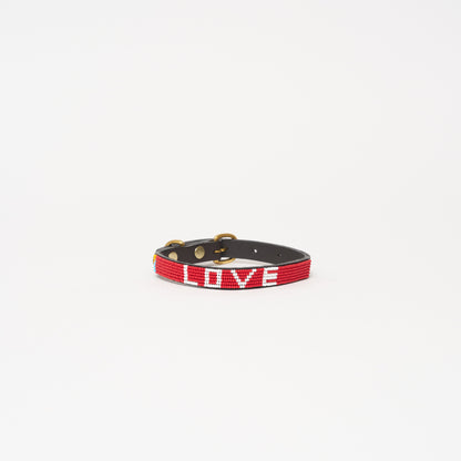 LOVE Dog Collar - Red/White