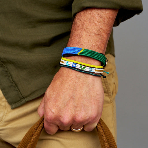 XLarge Tribal Bracelet - Blue/Yellow/Green lifestyle image