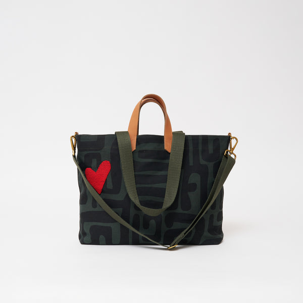 Carryall Bag - Safari Kuba with Red Beaded Heart