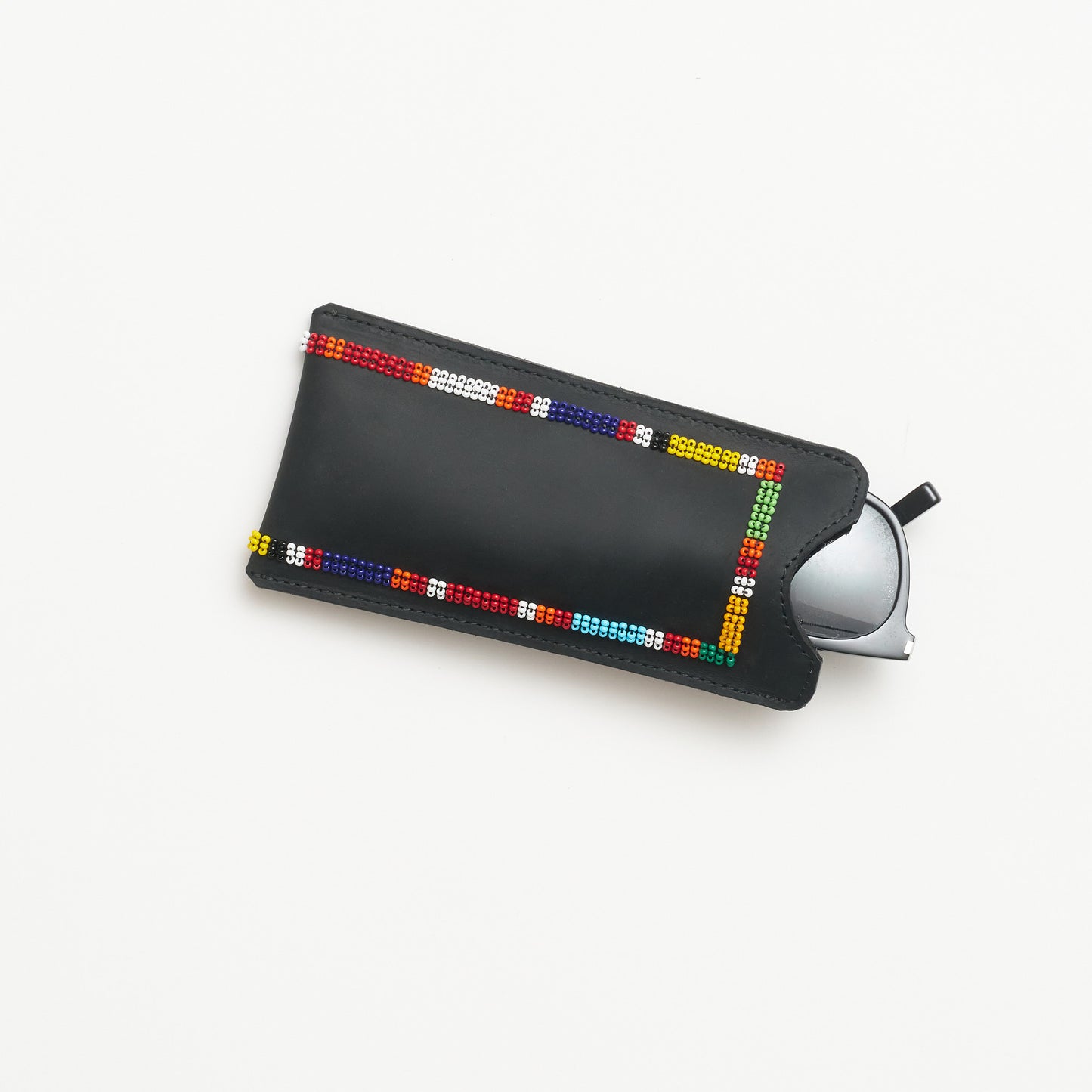 Beaded Leather Glasses Case