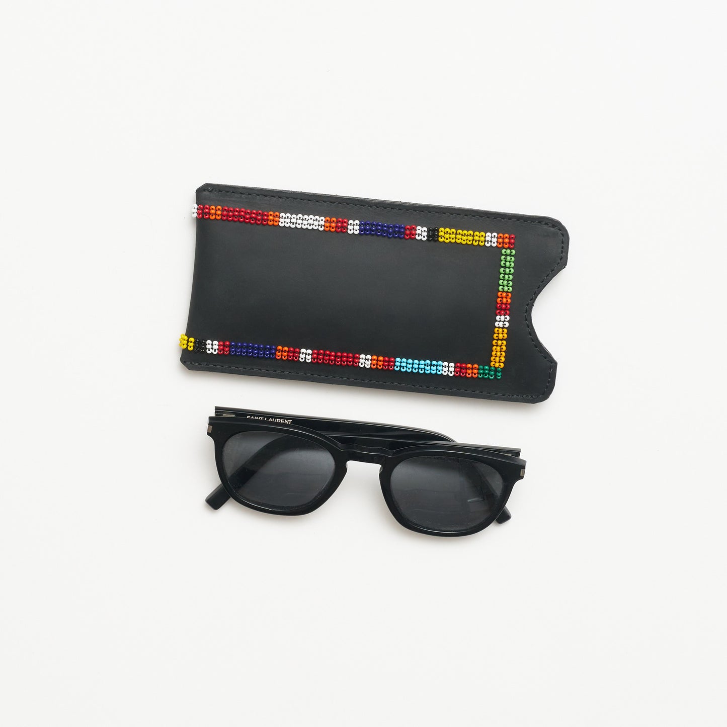 Beaded Leather Glasses Case