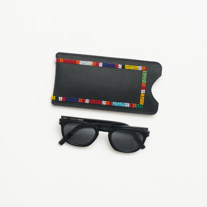 Beaded Leather Glasses Case