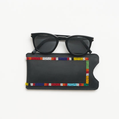 Beaded Leather Glasses Case
