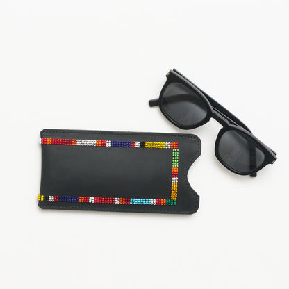 Beaded Leather Glasses Case