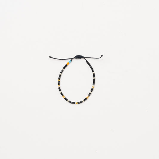 Single Strand Bracelet - Black/Gold/White