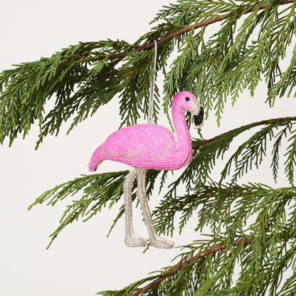 Beaded Ornament - Flamingo