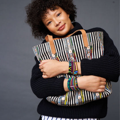 Go-To Tote - Black Beaded Stripe
