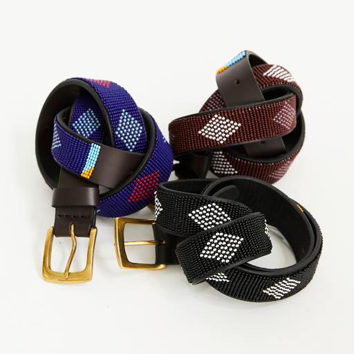 FINAL SALE: Diamond Belt - Maroon with Purple/White lifestyle image