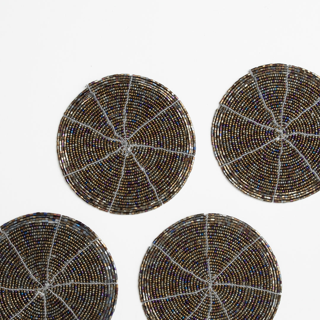 Beaded Coasters - Silver