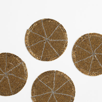 Beaded Coasters - Gold