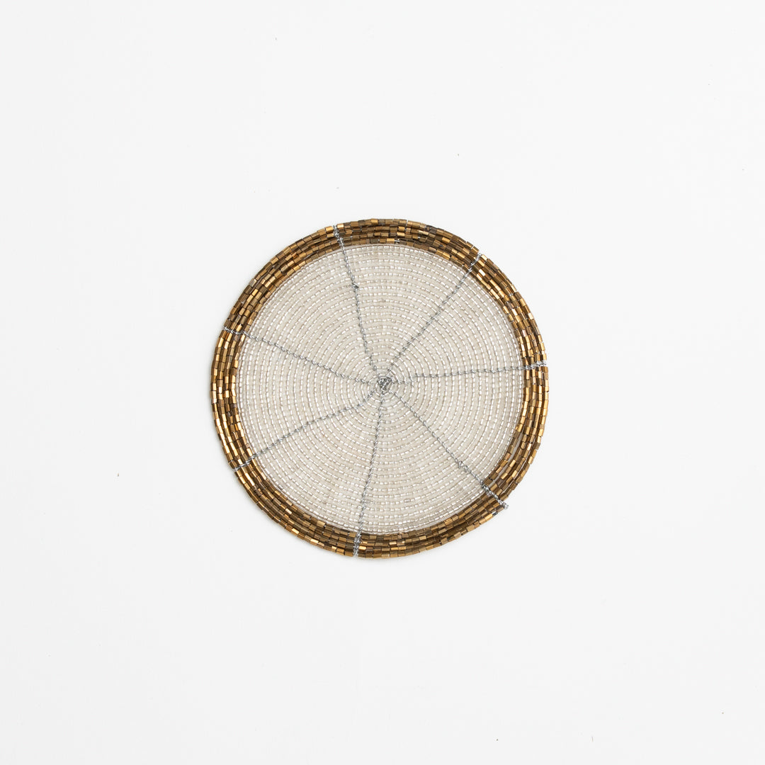 Beaded Coasters - White/Gold