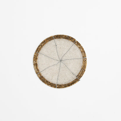Beaded Coasters - White/Gold