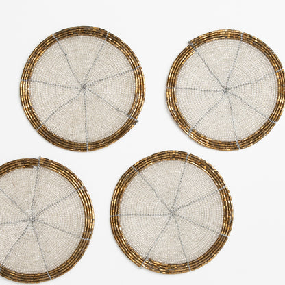 Beaded Coasters - White/Gold