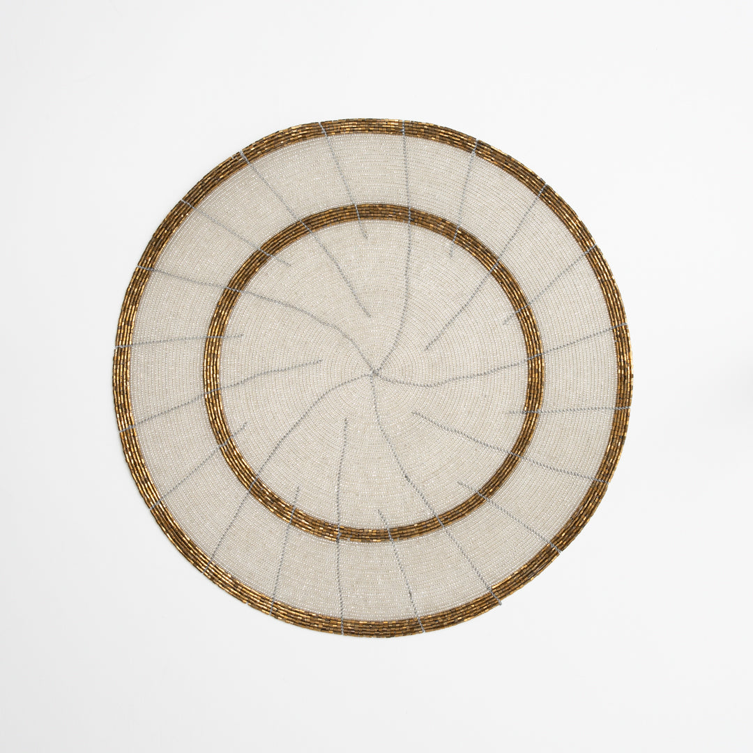 Beaded Placemats - White/Gold