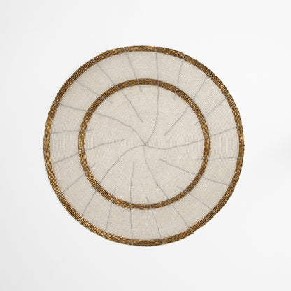 Beaded Placemats - White/Gold