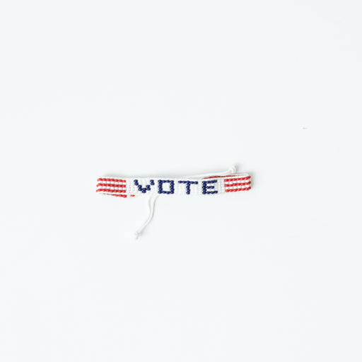 FINAL SALE: Woven VOTE Bracelet - White/Navy