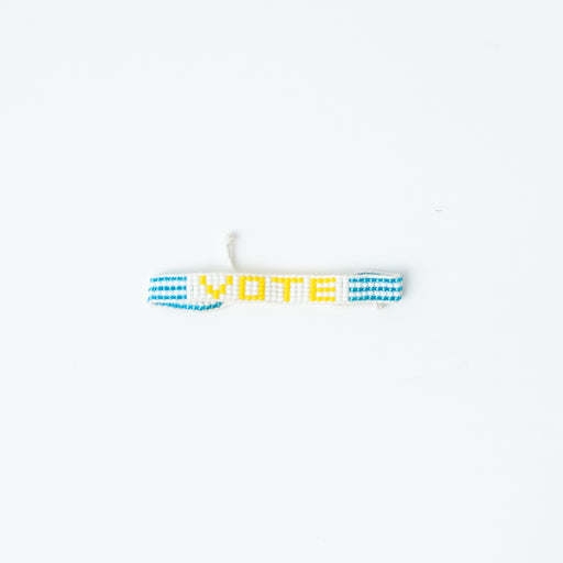 FINAL SALE: Woven VOTE Bracelet - White/Yellow