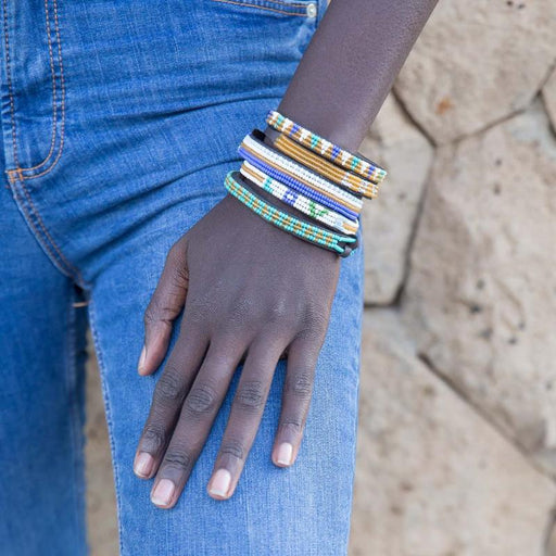 Skinny LOVE Bracelet - White/Blue Multi lifestyle image