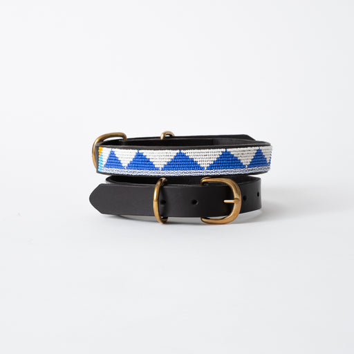 SAMPLE SALE: Triangle Dog Collar - Cobalt/White