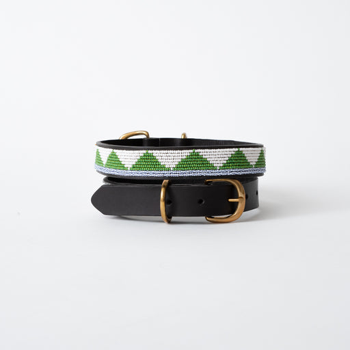 SAMPLE SALE: Triangle Dog Collar - Green/White