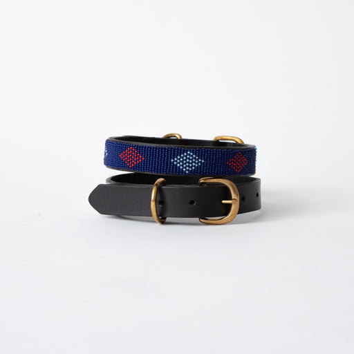 FINAL SALE: Diamond Dog Collar - Blue with Turquoise/Red