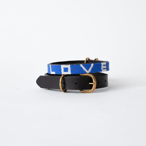 SAMPLE SALE: LOVE Dog Collar - Cobalt/White