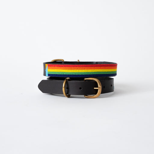 FINAL SALE: Stripe Dog Collar - Rainbow