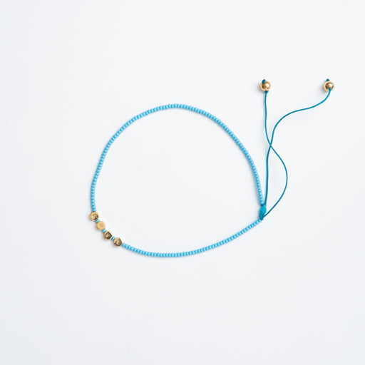 FINAL SALE: Choker with Round Brass LOVE Beads - Turquoise
