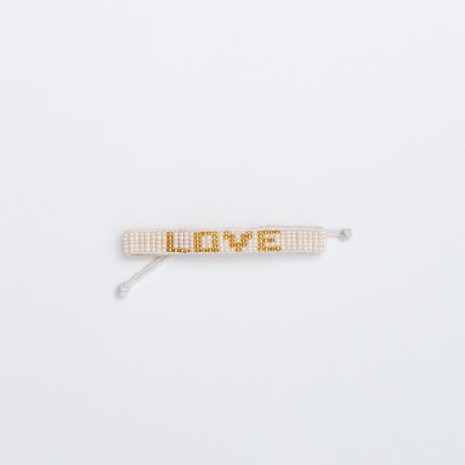 Woven LOVE Bracelet - Pearl/Gold