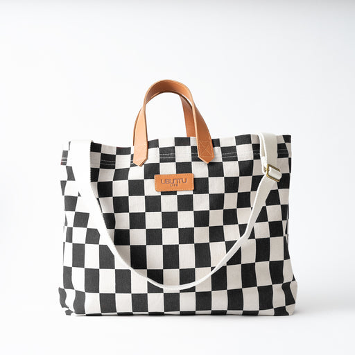 SAMPLE SALE: Carryall Tote - Black Checkered lifestyle image