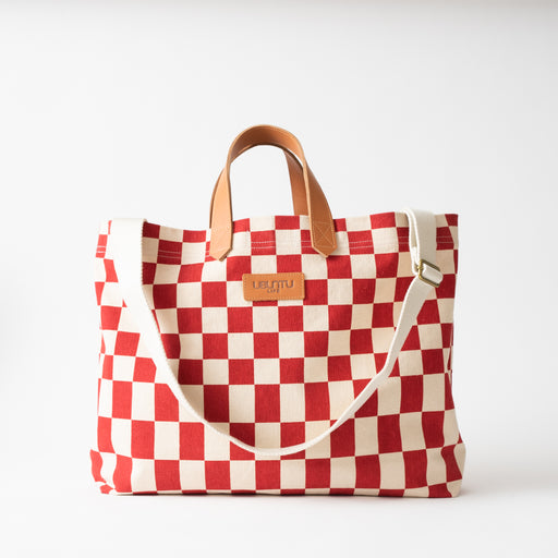 SAMPLE SALE: Carryall Tote - Red Checkered lifestyle image