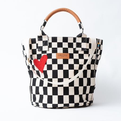 SAMPLE SALE: Checkered Weekender - Beaded Red LOVE