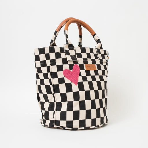 SAMPLE SALE: Checkered Weekender - Beaded Pink Heart lifestyle image