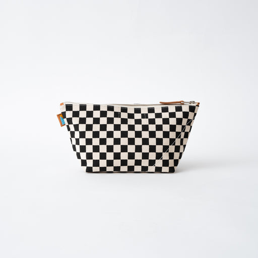 SAMPLE SALE: Large Checkered Pouch - Black/Eggshell lifestyle image