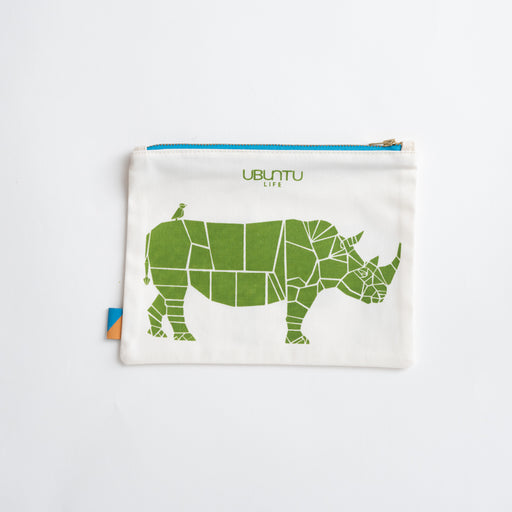 SAMPLE SALE: Small Pouch - Natural Canvas/Green Rhino lifestyle image