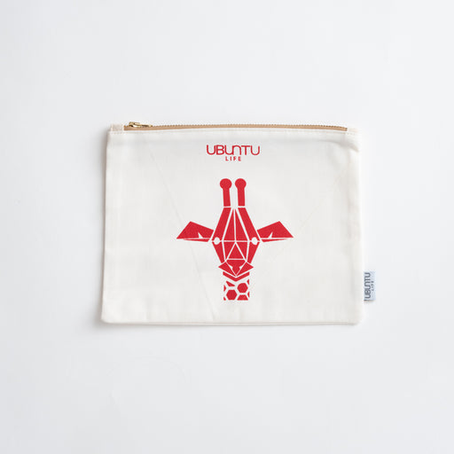 SAMPLE SALE: Small Pouch - Natural Canvas/Red Giraffe