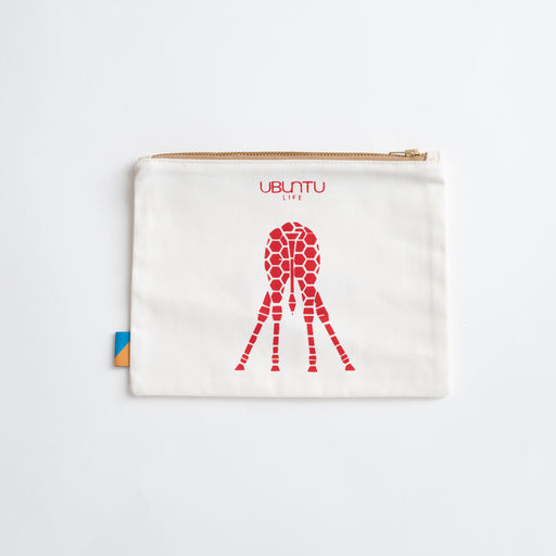 SAMPLE SALE: Small Pouch - Natural Canvas/Red Giraffe lifestyle image