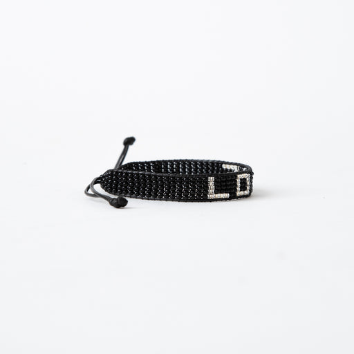 Woven LOVE Bracelet - Black/Silver lifestyle image